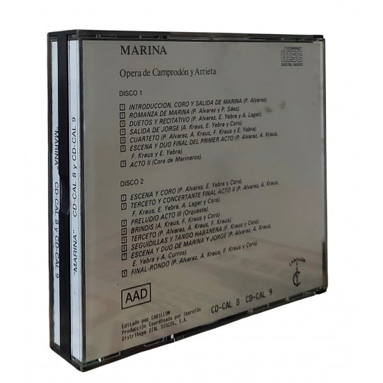 Cd Alfredo Kraus en Marina - Duplo. Obra de Camprodon Y Arrieta Cd Alfredo Kraus en Marina - Duplo. Obra de Camprodon Y Arrieta