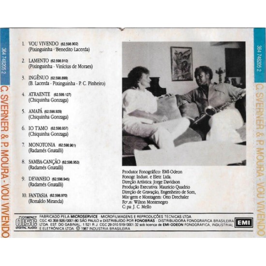 Cd Clara Sverner e Paulo Moura, Vou Vivendo Cd Clara Sverner e Paulo Moura, Vou Vivendo