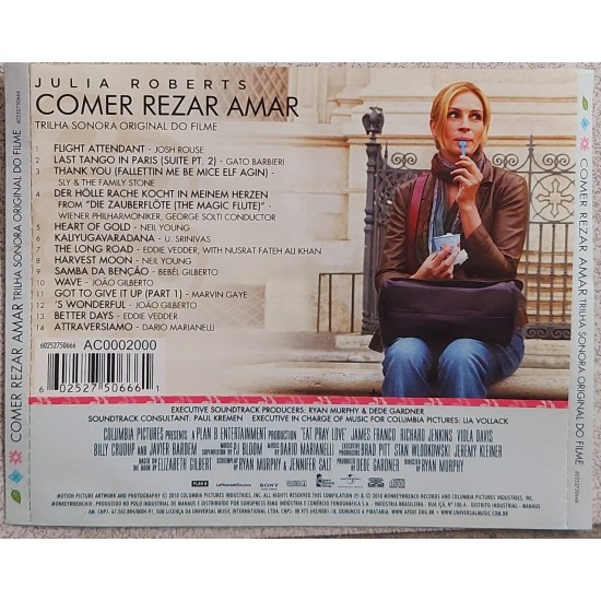 Cd Comer Rezar Amar, Trilha Sonora Original do Filme, 2010 Cd Comer Rezar Amar, Trilha Sonora Original do Filme, 2010