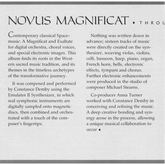 Cd Constance Demby, Novus Magnificat, Through The Stargate, Importado USA Cd Constance Demby, Novus Magnificat, Through The Stargate, Importado USA