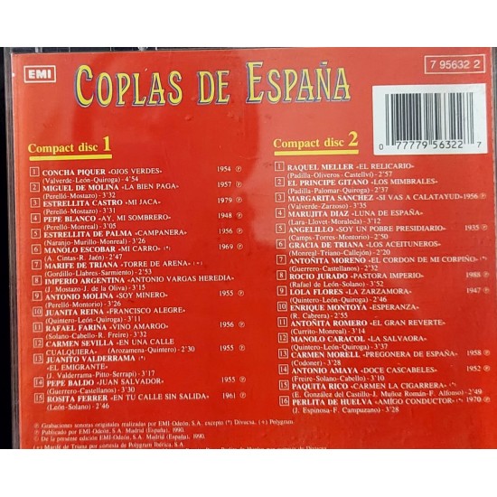 Cd Coplas de España, Antologia De La Canción Espanola, Box Duplo, 1990, Importado Espanha Cd Coplas de España, Antologia De La Canción Espanola, Box Duplo, 1990, Importado Espanha