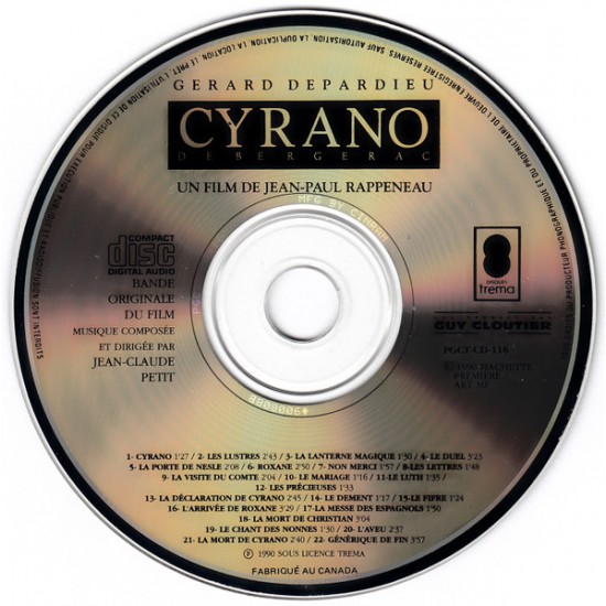 Cd Cyrano de Bergerac, Trilha Original do Filme, Un Film de Jean-Paul Rappenau Cd Cyrano de Bergerac, Trilha Original do Filme, Un Film de Jean-Paul Rappenau