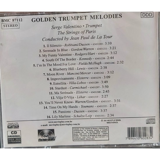 Cd Golden Trumpet Melodies, Serge Valentino Trumpet, The Strings Of Paris, Conducted By Jean Paul de La Tour Cd Golden Trumpet Melodies, Serge Valentino Trumpet, The Strings Of Paris, Conducted By Jean Paul de La Tour