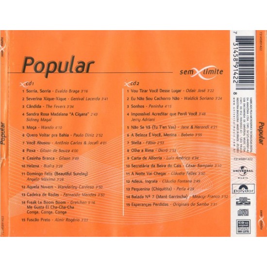 Cd Popular, Sem Limite, 2 Cds, 30 Sucessos Cd Popular, Sem Limite, 2 Cds, 30 Sucessos