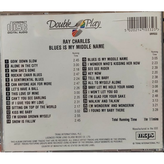 Cd Ray Charles, Blues Is My Middle Name, Importado USA Cd Ray Charles, Blues Is My Middle Name, Importado USA