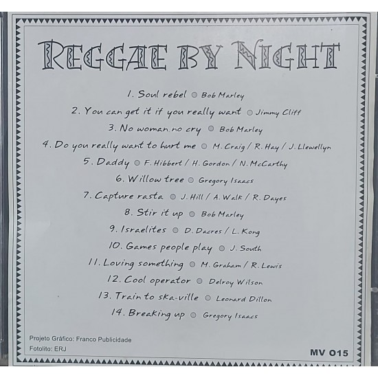 Cd Reggae By Night, Bob Marley e Outros Cd Reggae By Night, Bob Marley e Outros