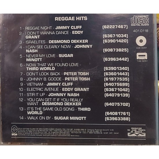 Cd Reggae Hits, Jimmy Cliff, Eddy Grant, Peter Tosh Cd Reggae Hits, Jimmy Cliff, Eddy Grant, Peter Tosh