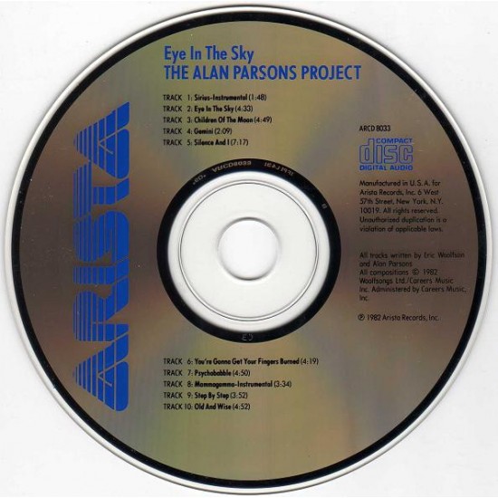 Cd The Alan Parson Project, Eye In The Sky, Arista, 1982, Importado USA