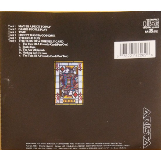 Cd The Alan Parsons Project, The Turn Of a Friendly Card, 1990 Cd The Alan Parsons Project, The Turn Of a Friendly Card, 1990