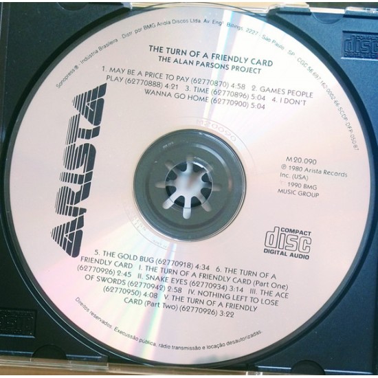 Cd The Alan Parsons Project, The Turn Of a Friendly Card, 1990 Cd The Alan Parsons Project, The Turn Of a Friendly Card, 1990