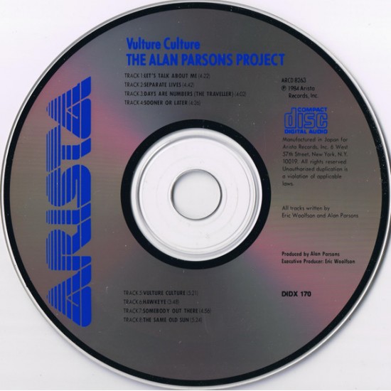 Cd The Alan Parsons Project, Vulture Culture, Arista, 1984, Importado USA Cd The Alan Parsons Project, Vulture Culture, Arista, 1984, Importado USA