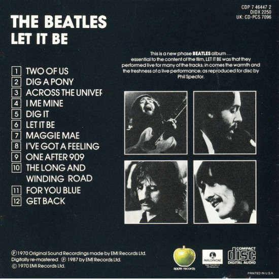 Cd The Beatles, Let it Be, 1970 Cd The Beatles, Let it Be, 1970