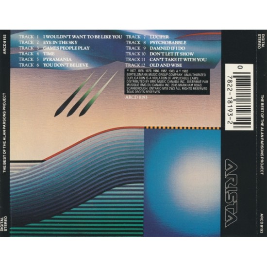 Cd The Best Of The Alan Parsons Project, Arista Records, 1991
