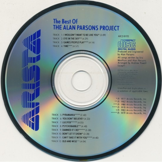 Cd The Best Of The Alan Parsons Project, Arista Records, 1991