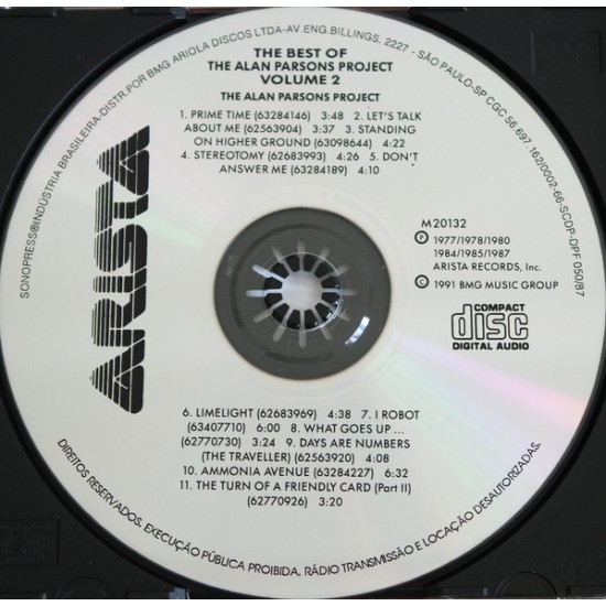 Cd The Best Of The Alan Parsons Project, Volume 2, Arista, 1991 Cd The Best Of The Alan Parsons Project, Volume 2, Arista, 1991