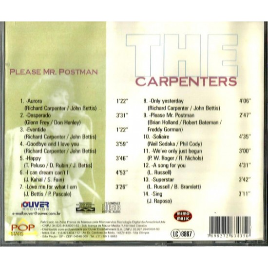 Cd The Carpenters, Please Mr. Postman Cd The Carpenters, Please Mr. Postman