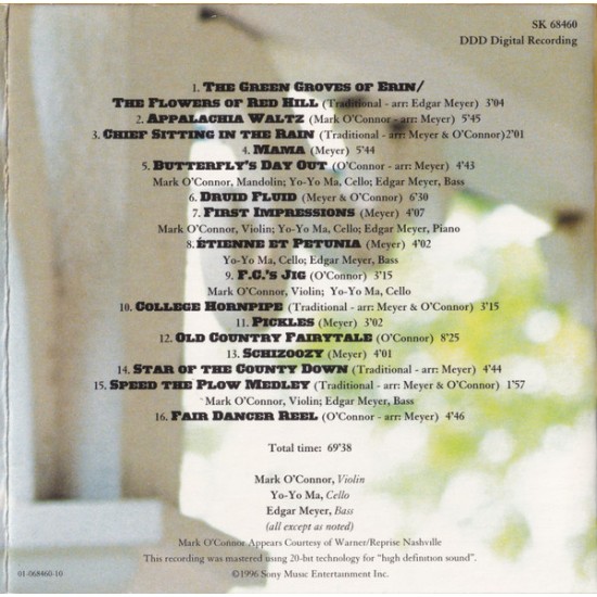 Cd Yo Yo Ma, Edgar Meyer, Mark O'Connor, Appalachia Waltz, 1996