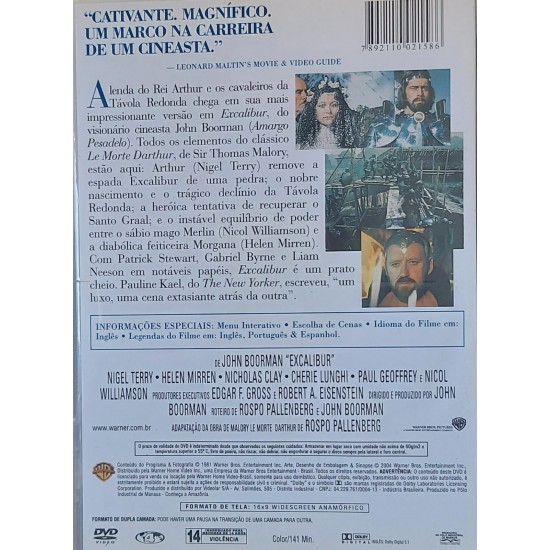 Dvd Excalibur, Nigel Terry, Helen Mirren, Nicholas Clay Dvd Excalibur, Nigel Terry, Helen Mirren, Nicholas Clay