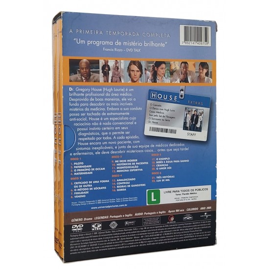 Dvd House, Primeira Temporada, 6 Dvds 22 Episódios Dvd House, Primeira Temporada, 6 Dvds 22 Episódios