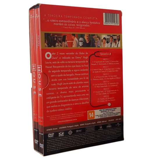 Dvd House, Terceira Temporada, 6 Dvds 24  Episódios