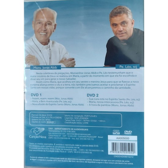 Dvd Maria e o Espírito Santo, Coletânea de Pregações, Monsenhor Jonas Abib, Padre Leo Dvd Maria e o Espírito Santo, Coletânea de Pregações, Monsenhor Jonas Abib, Padre Leo