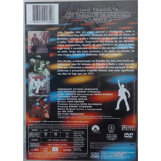 Dvd Os Embalos de Sábado à Noite, John Travolta Dvd Os Embalos de Sábado à Noite, John Travolta