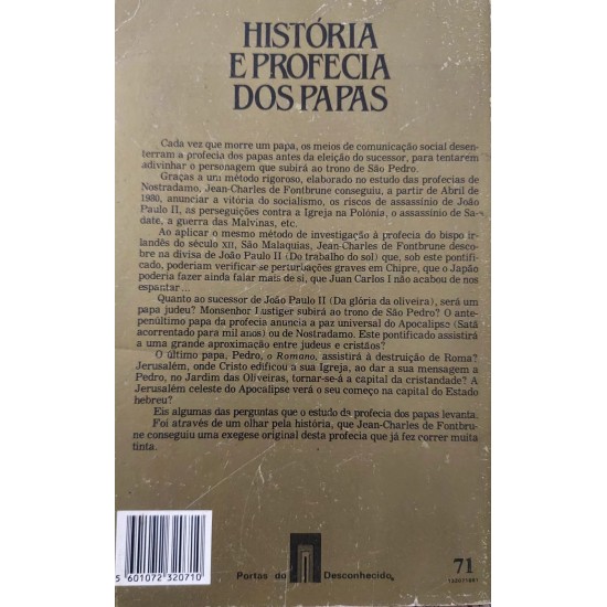 História e Profecia dos Papas, Jean-Charles de Fontbrune, Publicações Europa-América (Portugal)