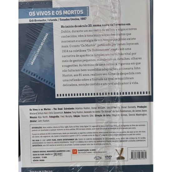 Dvd Os Vivos e Os Mortos, Grandes Livros no cinema, Um Filme Baseado na Obra de James Joyce Dvd Os Vivos e Os Mortos, Grandes Livros no cinema, Um Filme Baseado na Obra de James Joyce