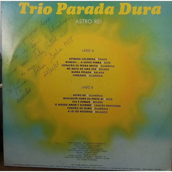 Lp Vinil Trio Parada Dura, Astro Rei , Gravadora Copacabana 1987 Lp Vinil Trio Parada Dura, Astro Rei , Gravadora Copacabana 1987