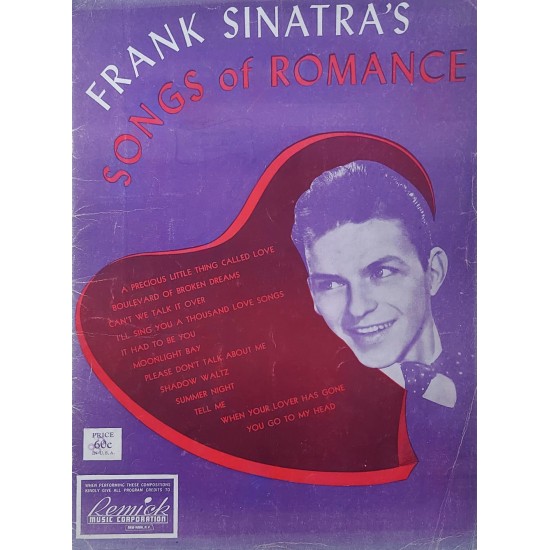 Partitura Musical Frank's Sinatra's, Songs Of Romance, Remick Music Corporation, Edição 1933 Partitura Musical Frank's Sinatra's, Songs Of Romance, Remick Music Corporation, Edição 1933