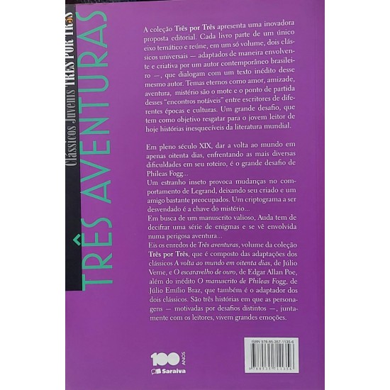 Três Aventuras, Clássicos Juvenis, A Volta ao Mundo em Oitenta Dias, O Escaravelho de Ouro, O Manuscrito de Phileas Fogg
